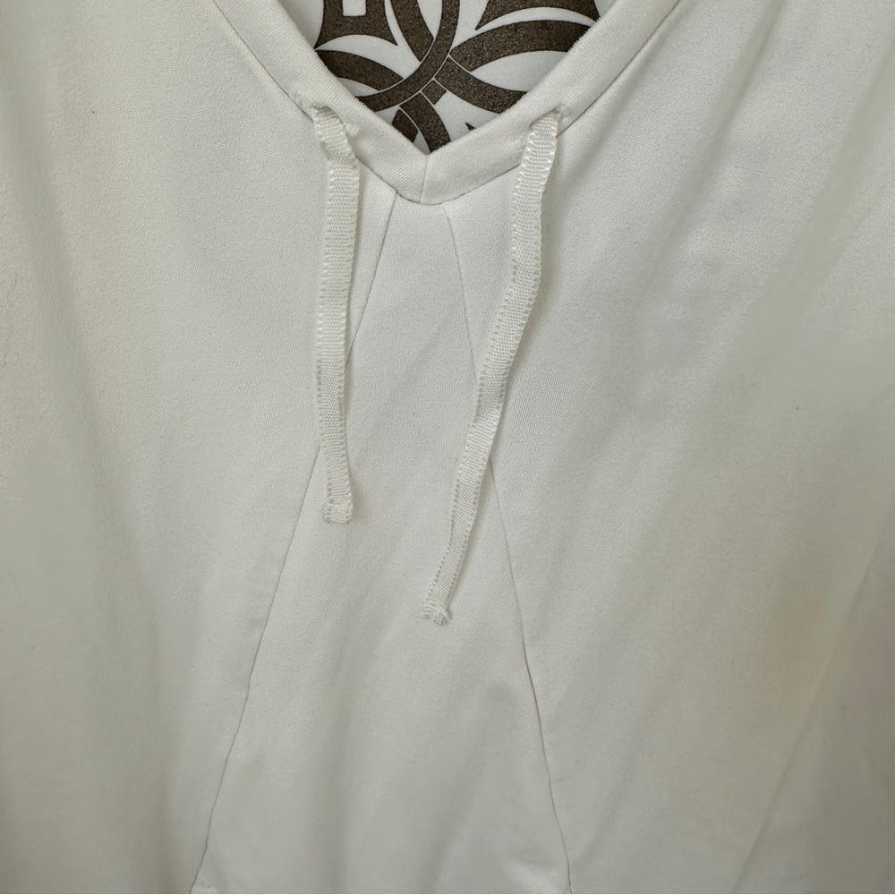 Champion Women's White V-Neck Hoodie Athletic Pullover Top Size Large - Picture 5 of 11